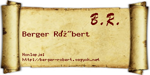 Berger Róbert névjegykártya